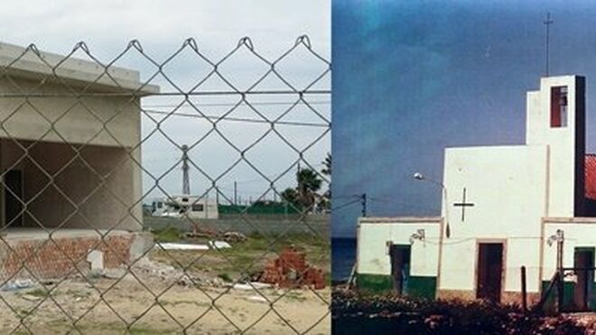 A la Izquierda, la ¿iglesia? construida que provoco las protestas de los feligreses
