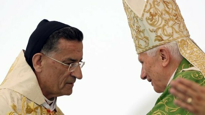 El Papa Benedicto XVI y Béchara Boutros Raï, patriarca de Antioquía de los Maronitas