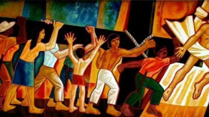 Mural de Maximino Cerezo a la Teología de la Liberacion