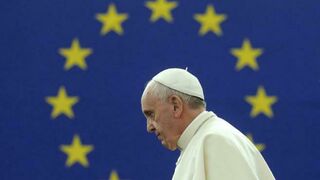 Francisco, a su llegada al Parlamento Europeo