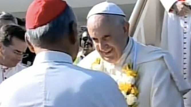 Francisco, a su llegada a Sri Lanka