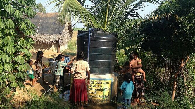 Pozo de agua en Tamil Nadu, India