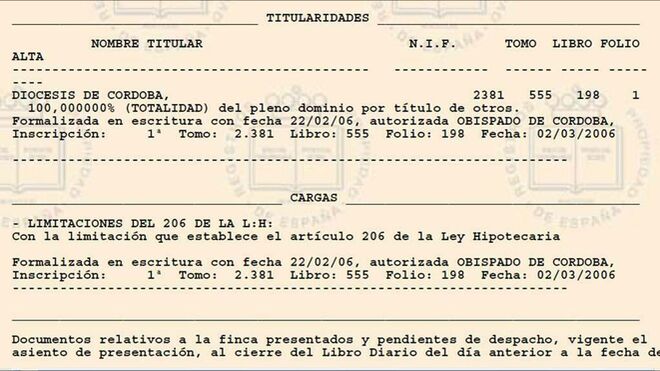 Inmatriculación de la catedral-mezquita de Córdoba