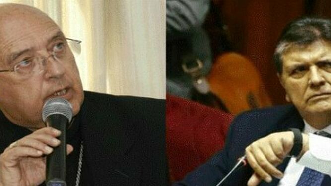 El cardenal peruano Pedro Barreto y el expresidente Alan García