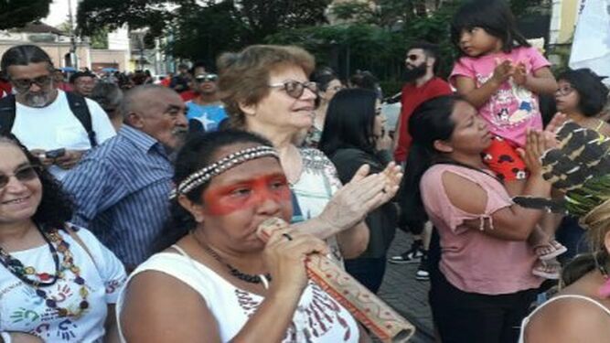 Manifestación en Manaos a favor de los derechos de los indígenas