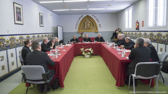 Los obispos catalanes, durante su reunión