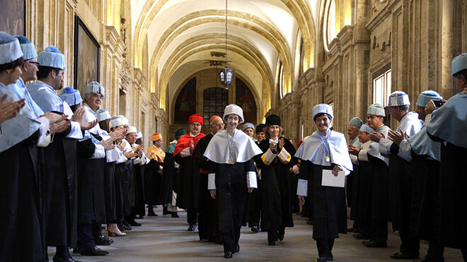 Las dos galardonadas, tras recibir el doctorado honoris causa en la Upsa