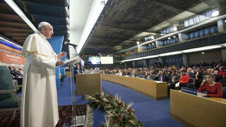 El Papa Francisco, durante su visita a la FAO