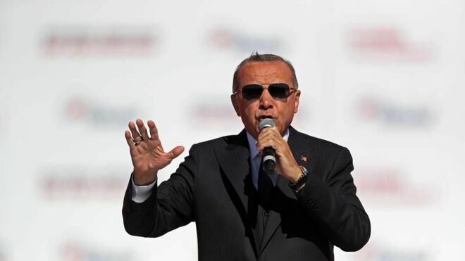 Recep Tayyip Erdogan, presidente de Turquia,  durante un mitin el pasado domingo