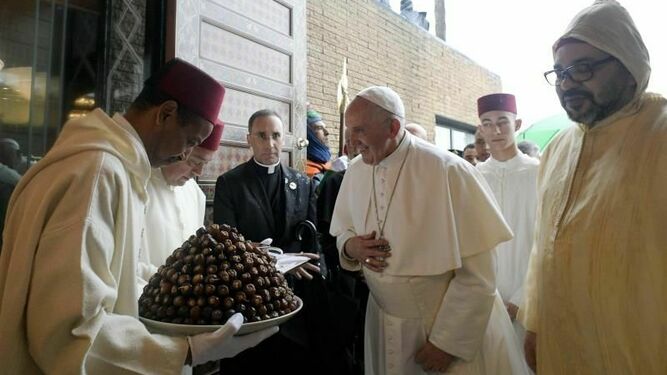 Mohamed VI y el papa Francisco en Rabat