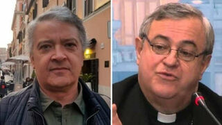 El periodista Pedro Salinas y el arzobispo José Antonio Eguren