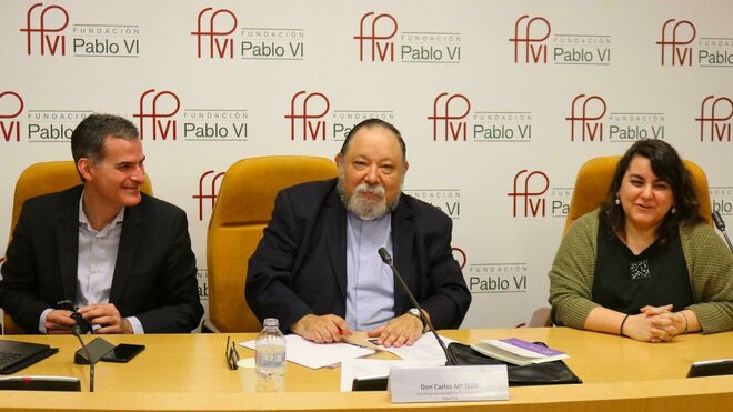 Rafael Luciani, Carlo Mª Galli y Silvia Martínez Cano, en la Fundación Pablo VI