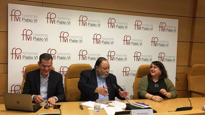 Los tres ponentes, en la Fundación Pablo VI