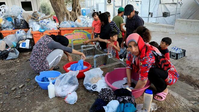 Refugiados en el campo de Moria, Lesbos