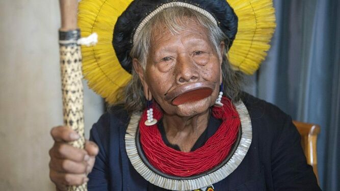 Raoni, líder indígena de la Amazonía