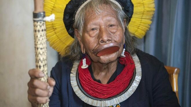 Raoni, líder indígena de la Amazonía