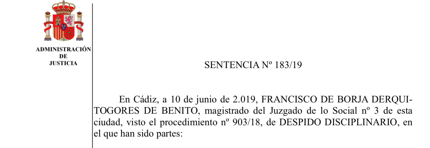 Sentencia contra obispado de Cádiz