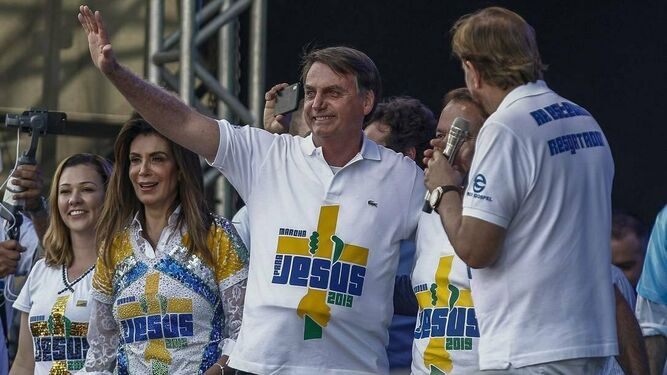 El presidente brasileño Jair Bolsonaro, en la Marcha para Jesús en Sao Paulo
