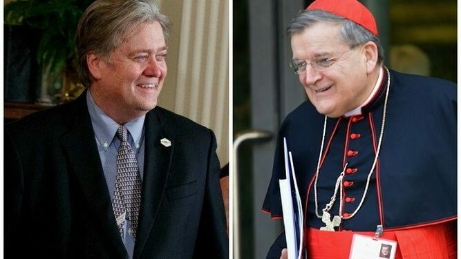 Steve Bannon y el cardenal Raymond Burke