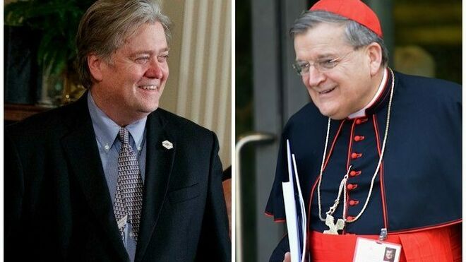 Steve Bannon y el cardenal Raymond Burke