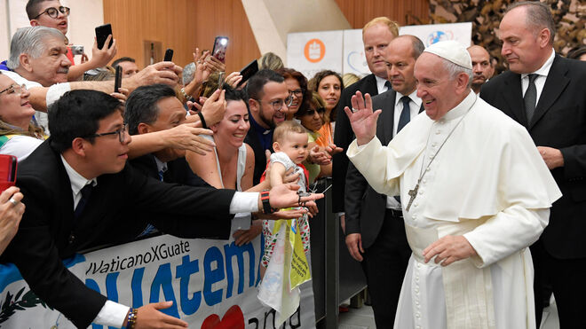 El Papa, hoy, con integrantes de su Red Mundial de Oración