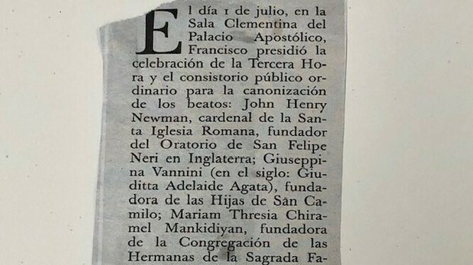 Recorte de prensa del Osservatore Romano