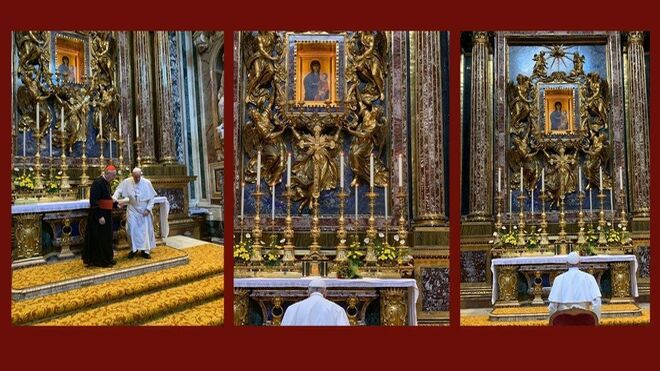 Francisco acudió a rezar a Santa María la Mayor