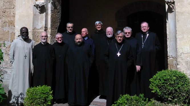 Visitadores de Subiaco, entre ellos Soler, y el Abad presidente Arboleda