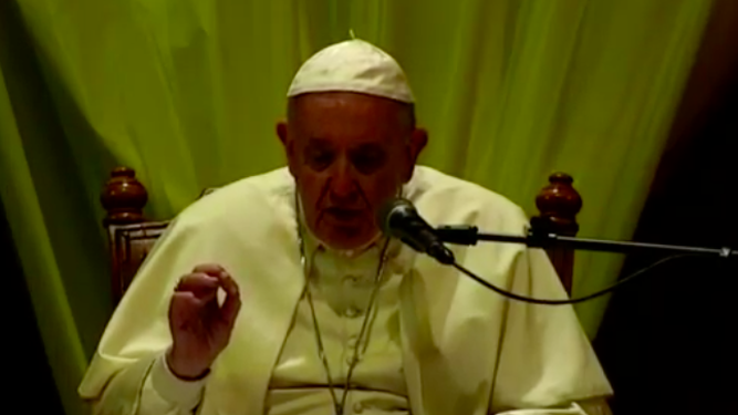Un momento del discurso del Papa