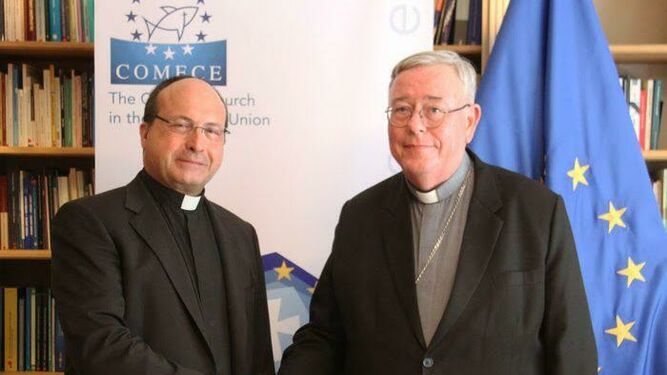 Barrios con el presidente de la COMECE, el neo-cardenal Jean-Claude Höllerich