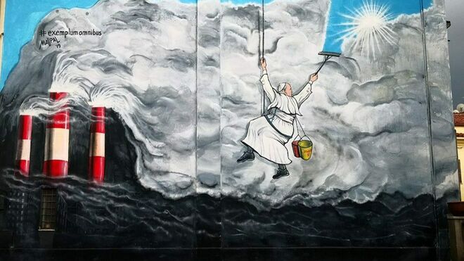 El mural creado para la visita del Papa a Albano