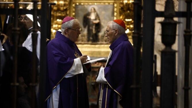 Rouco, junto a Reig, en el funeral del obispo de Zamora