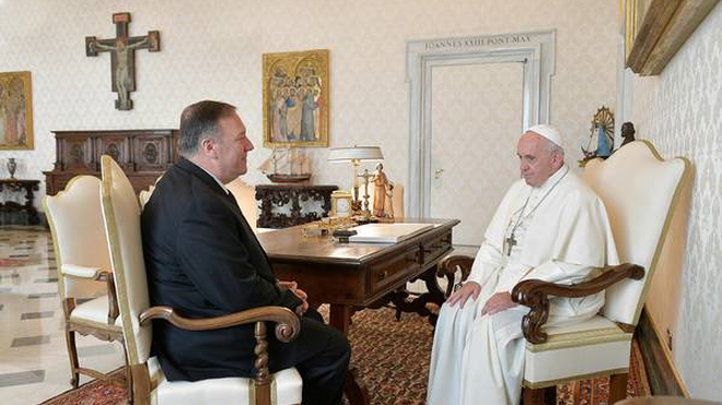 Francisco y el secretario de Estado de Estados Unidos, Mike Pompeo, durante su anterior encuentro