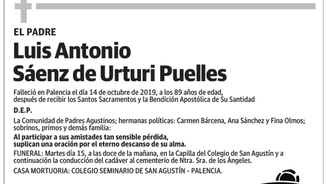 Esquela de Urturi en El Norte de Castilla