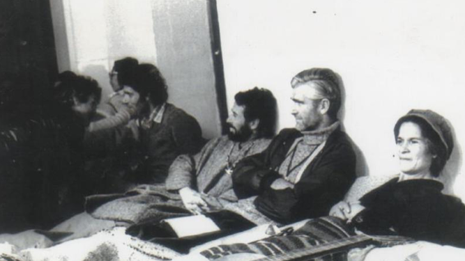 Mariano Puga junto a compañeros de reivindicaciones, a finales de los 70