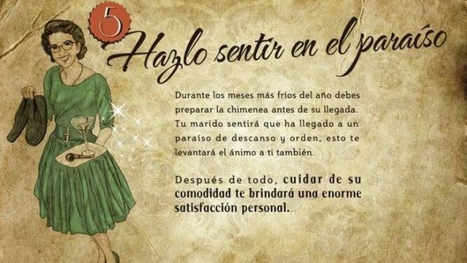 Consejos de la Sección Femenina de Falange Española para "buenas esposas". Años 50