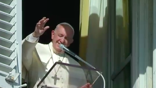 Francisco saluda a los fieles durante el rezo del Angelus