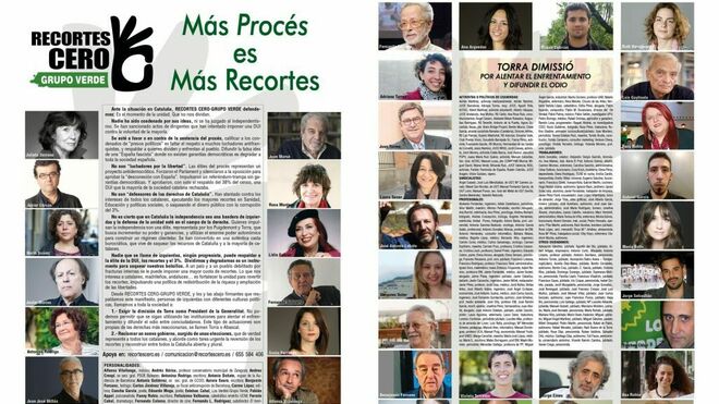 'Mas Procés es Más Recortes': Manifiesto de Recortes Cero-Grupo Verdes