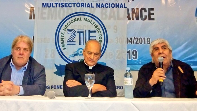 Mons. Sanchez Sorondo, Gustavo Vera y Hugo Antonio Moyano