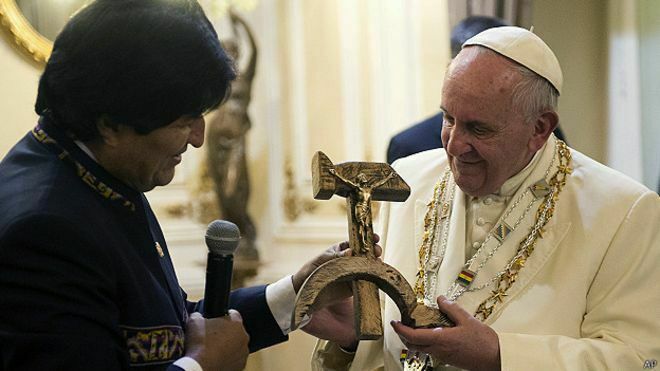 Evo Morales, con el Papa Francisco