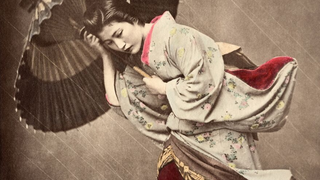 'Mujer entre la lluvia', Raimund Von Stillfried, hacia 1870