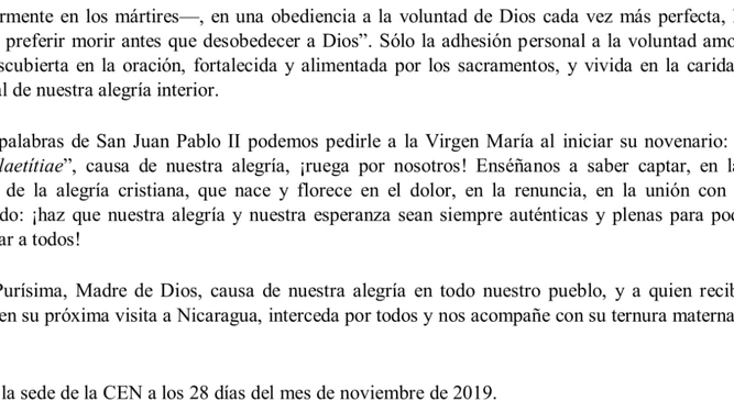 Fin del comunicado