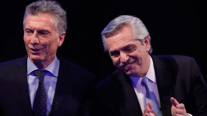 Mauricio Macri y Alberto Fernández en el debate presidencial