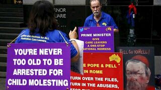 Protestas de familiares de víctimas de abusos en la Iglesia católica de Australia