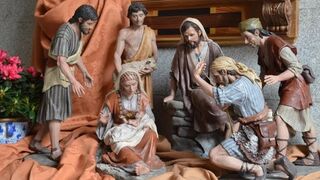 Belén con Sagrada Familia y pastores