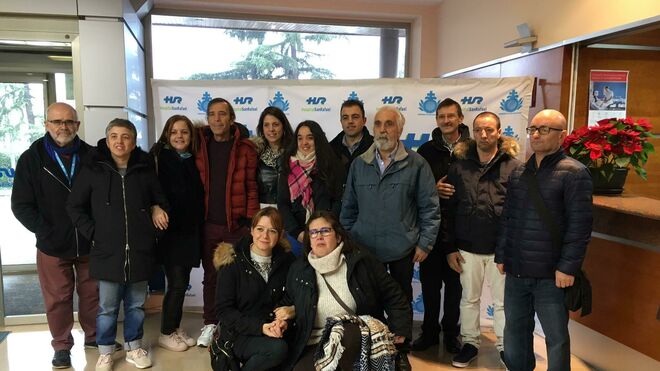 Los participantes en la Cabalgada, con el hermano Amador y José María Vaidero