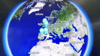 Ruta del avión desde Madrid  a Tel Aviv