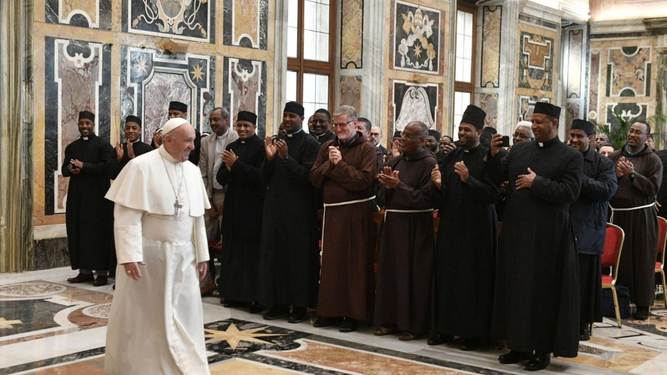 Entrada a la audiencia con el Colegio de Etiopía en el Vaticano