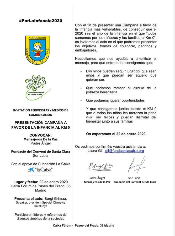 Invitación al acto de este miércoles