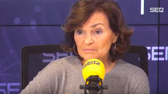 Carmen Calvo, durante la entrevista